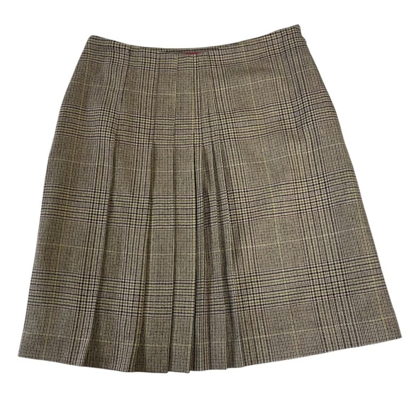 Anne Klein Vintage Wool Blend Plaid Pleated Houndstooth Midi Skirt Size 2P - Picture 1 of 7